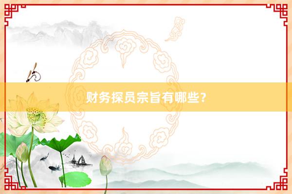 财务探员宗旨有哪些？